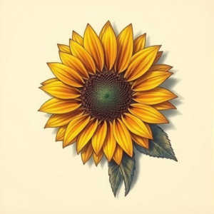 3D Sunflower Tattoo