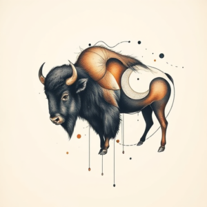 Abstract Bison Tattoo