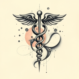 Abstract Caduceus Tattoo