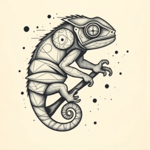 Abstract Chameleon Tattoo