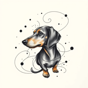 Abstract Dachshund Tattoo