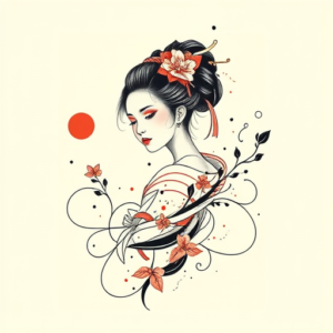 Abstract Geisha Tattoo