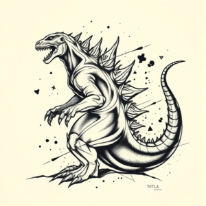 Abstract Godzilla Tattoo