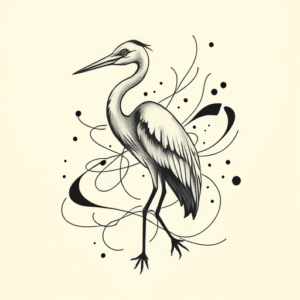Abstract Heron Tattoo