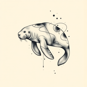 Abstract Manatee Tattoo