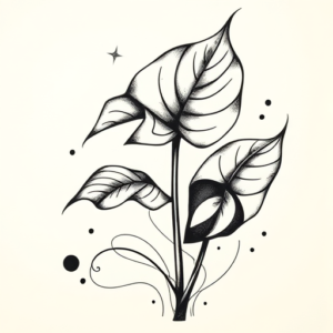 Abstract Monstera Tattoo