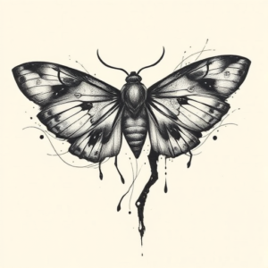 Abstract Moth Tattoo