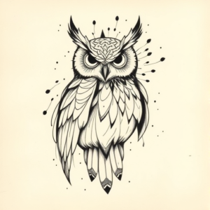 Abstract Owl Tattoo