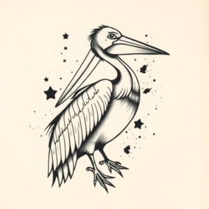 Abstract Pelican Tattoo