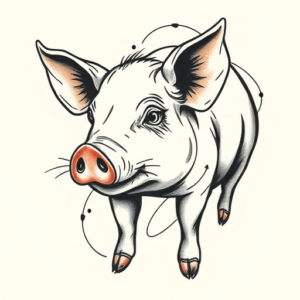 Abstract Pig Tattoo
