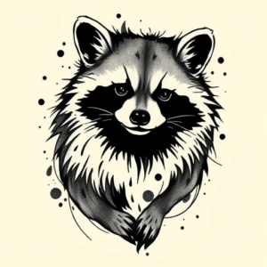 Abstract Raccoon Tattoo