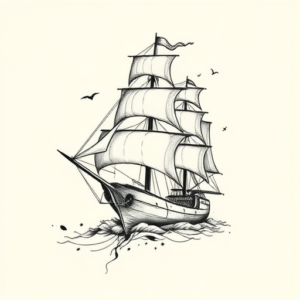 Abstract Ship Tattoo