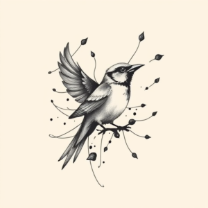 Abstract Sparrow Tattoo