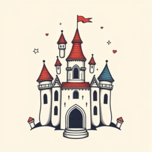 Adorable Castle Tattoo