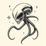 American Traditional Alien Tattoo