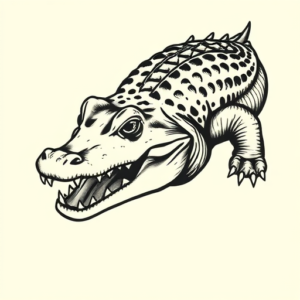 American Traditional Alligator Tattoo