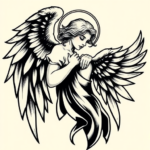 American Traditional Angel Tattoo