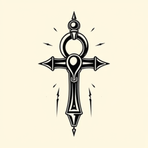 American Traditional Ankh Tattoo