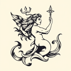 American Traditional Aquarius Tattoo