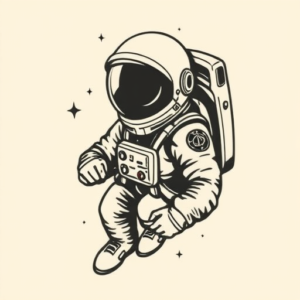 American Traditional Astronaut Tattoo