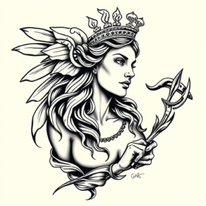 American Traditional Athena Tattoo