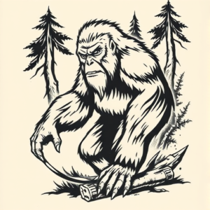 American Traditional Bigfoot Tattoo