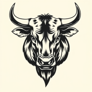 American Traditional Bull Tattoo
