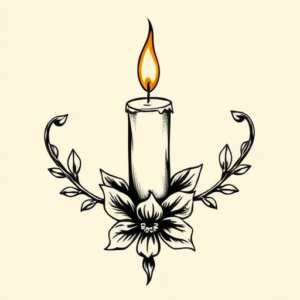 American Traditional Candle Tattoo