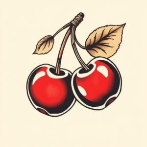 American Traditional Cherry Tattoo