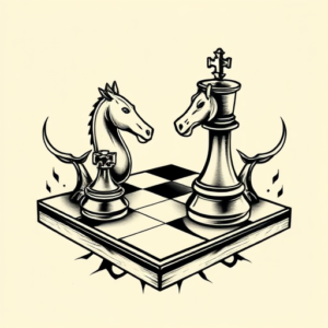 American Traditional Chess Tattoo