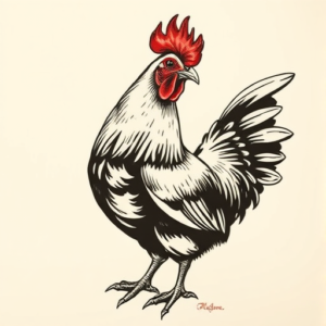 American Traditional Chicken Tattoo