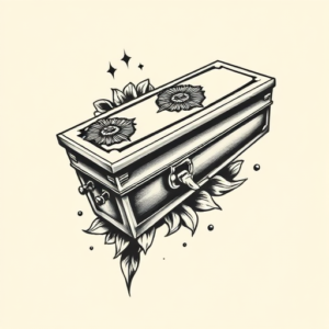 American Traditional Coffin Tattoo