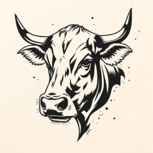 American Traditional Cow Tattoo