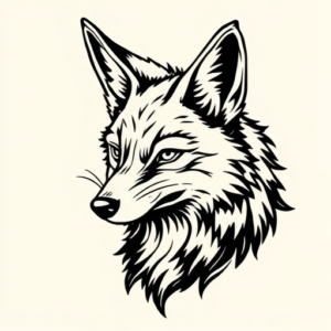 American Traditional Coyote Tattoo