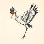 American Traditional Crane Tattoo