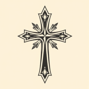 American Traditional Cross Tattoo