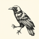 American Traditional Crow Tattoo