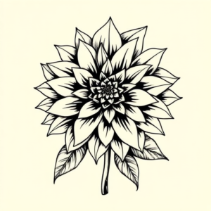 American Traditional Dahlia Tattoo