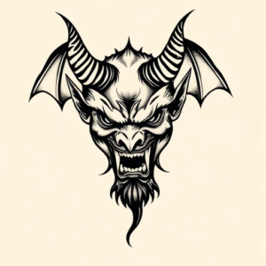 American Traditional Demon Tattoo