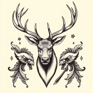 American Traditional Elk Tattoo