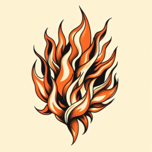 American Traditional Fire Tattoo