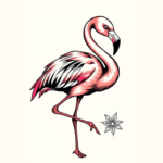 American Traditional Flamingo Tattoo