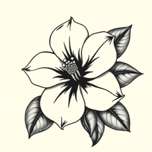 American Traditional Gardenia Tattoo