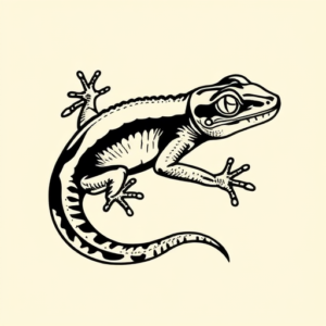 American Traditional Gecko Tattoo
