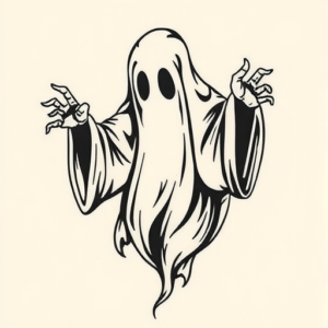 American Traditional Ghost Tattoo