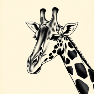 American Traditional Giraffe Tattoo