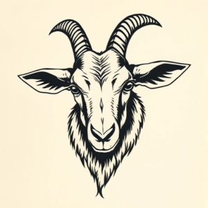 American Traditional Goat Tattoo