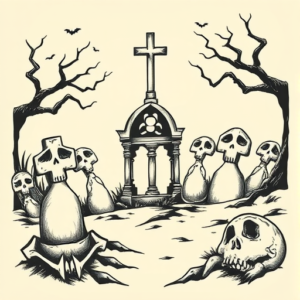 American Traditional Graveyard Tattoo