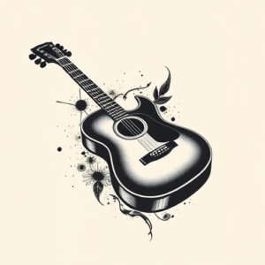 American Traditional Guitar Tattoo
