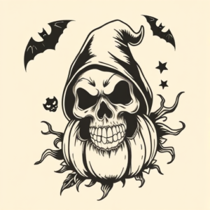 American Traditional Halloween Tattoo